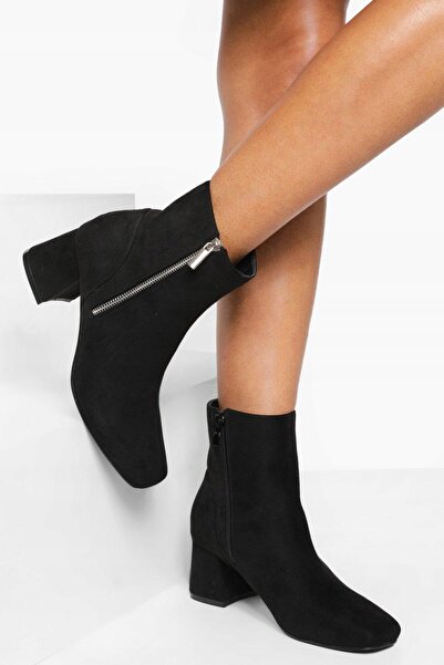 NO BRAND Cizme negre clasice cu toc, din piele ecologică, cu fermoar, Boohoo 40