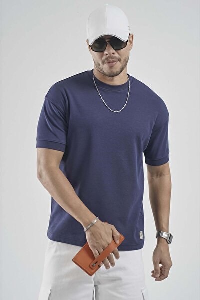 king brich Slim Fit Ribbed Sleeve Basic 100% Cotton T-Shirt
