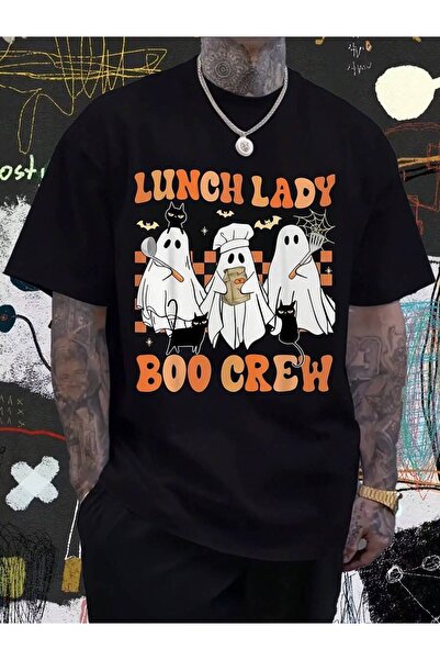 LİNA06 قميص هالوين مضحك من Lunch Lady Boo Crew - يتميز برسومات أشباح مخيفة ور...