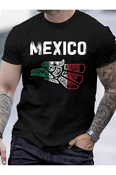 9TAY قميص جيرسي مكسيكي 100% قطن بتصميم علم المكسيك، مصنوع في المكسيك، للرجال ...