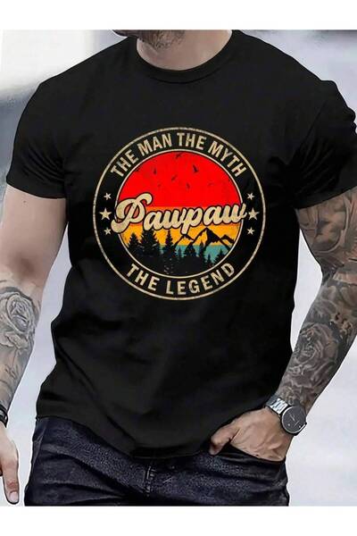 9TAY تي شيرت رجالي ونسائي من القطن 100% بتصميم Pawpaw Man Myth The Legend لعي...