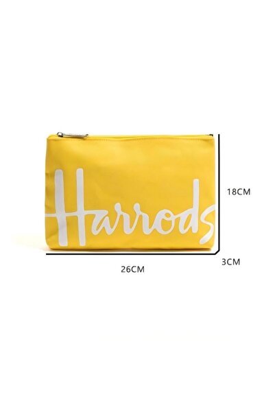 Harrods حقيبة مستلزمات متنوعة - مصنوعة من القماش بجودة عالية - لون اصفر - بشع...
