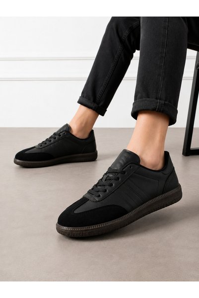 eformoda by emre yılmaz Black Unisex Women's Men's Striped Comfortable Sole Casual Sneaker Sports Shoes Sm03