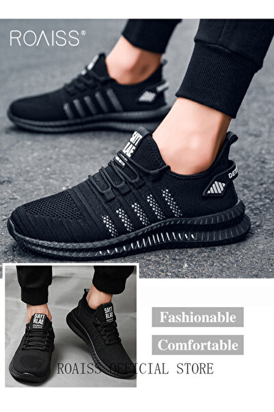 ROAISS Men's Travel Running Shoes Lightweight Shock-Absorbing Low-Top Sports ...