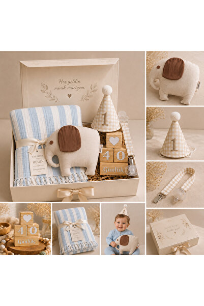 Minia Baby Shower Bebek Hediye Kutusu – Müslin Battaniye, Ördek Uyku Arkadaşı...
