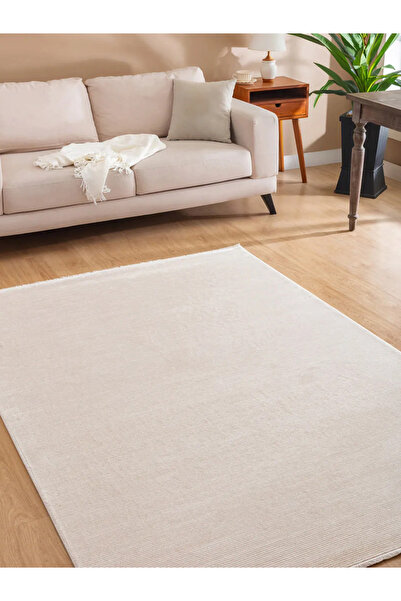 Tuğra Halı Soprano SO05 200x200 cm Krem Modern Saçaklı Salon Halısı