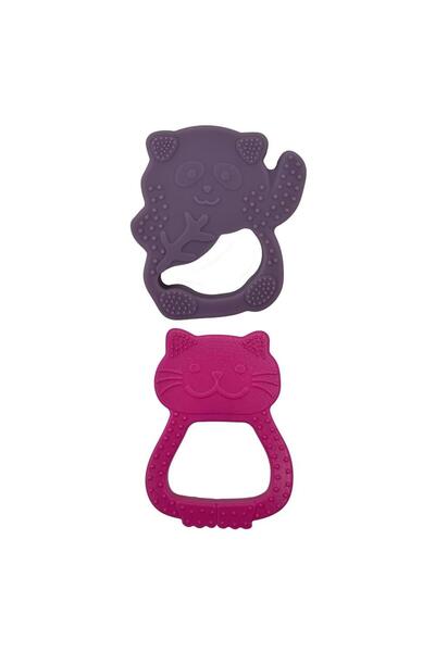pandish Lila Panda & Pink Cat Teether - Lila