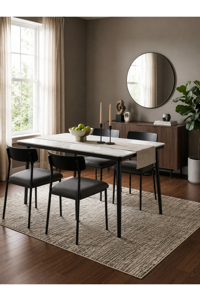 N.zone Modern Rectangular Dining Table with Luxurious Marble Top and Sturdy B...