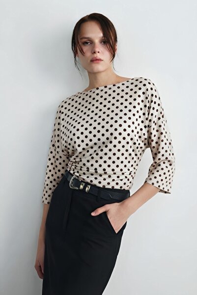 Shopping Shop Boat neck polka dot blouse ecru