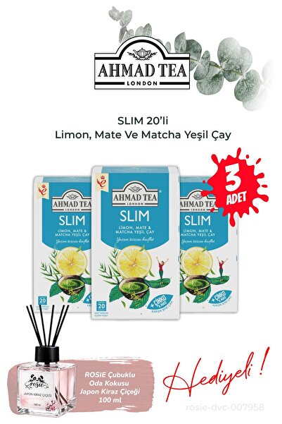 Ahmad Tea سليم ليمون، ماتيه، ماتشا 3 عبوات من مزيج الشاي الأخضر 20 قطعة وعطر ...