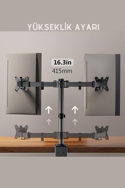 Trend Store 14-32 Inch Dual Arm Monitor Holder Vesa Compatible Adjustable Desktop Stand