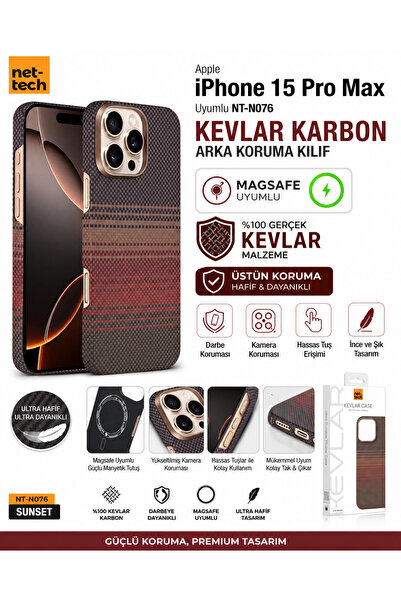 Nettech iPhone 15 Pro Max MagSafe Uyumlu Kevlar Karbon Telefon Kılıfı Ultra İ...