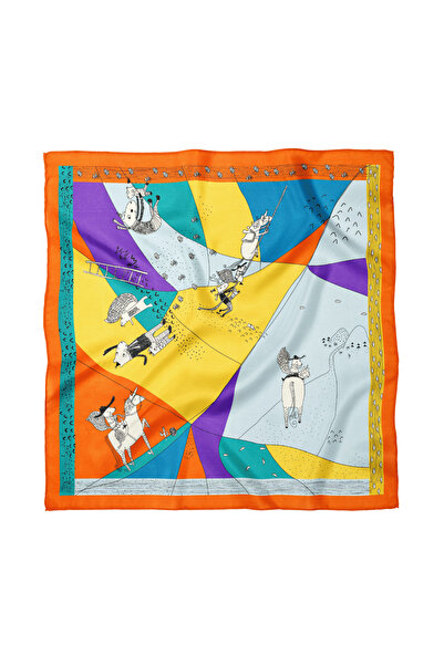 Sultan İpek Artistic Patterned Scarf / Bandana 70X70Cm