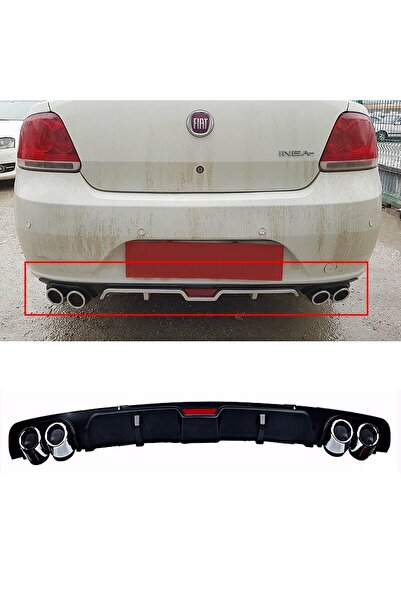 HasAkman Fiat Linea Siyah Difüzör 4 Krom Egzoz Görünümlü Difizör Arka Ek Body...