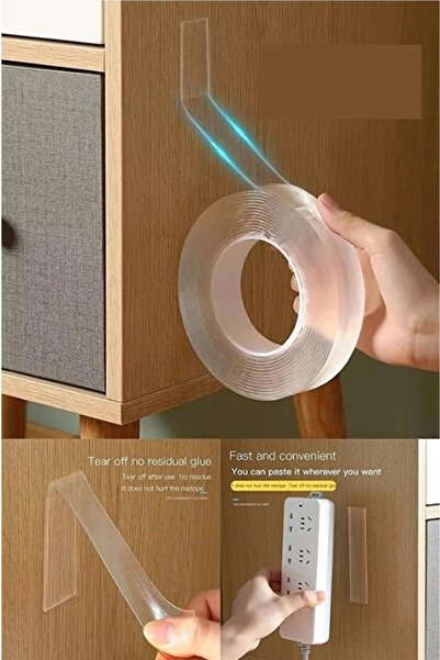 Kitchen Beauty 2 Metre Çift Taraflı Nano Bant Teknolojili Süper Güçlü Band Extra Güçlü Duvar Çerçeve Taşıyıcı