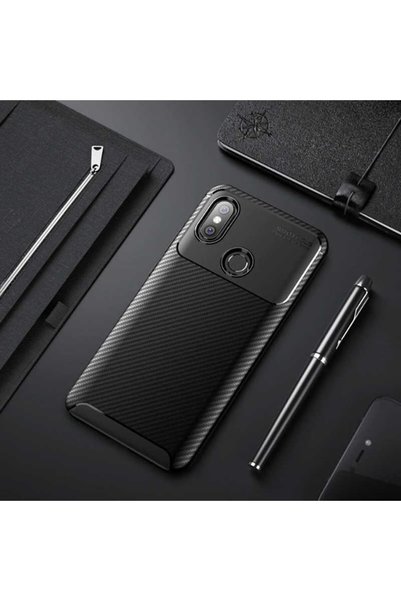 Ahlttiba حافظة لهاتف Xiaomi Mi Max 3 بتصميم كربوني غطاء زنجي