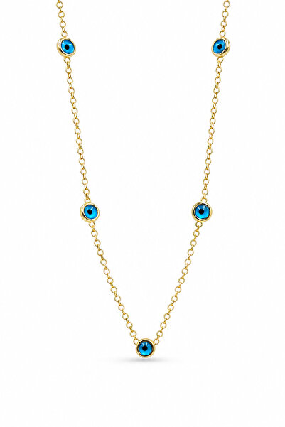 Jack Ferrero Stylish Necklace with Evil Eye Beads on a Yellow Chain, Women's ...