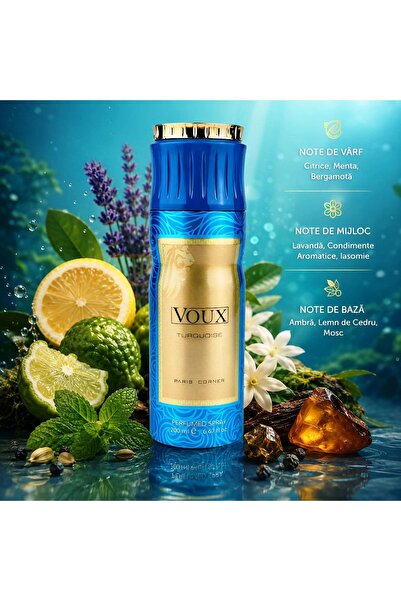 Paris Corner Voux Turquoise Deodorant Spray Unisex pentru Corp 200 ml