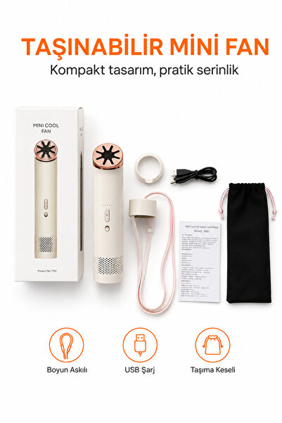 Ayers Premium Yeni Nesil Jet Hava Akış Tasarımlı Boyun Askılı Şarjlı Mini Fan...