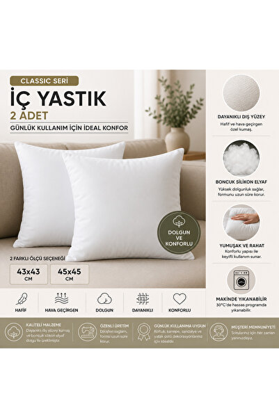 Genel Markalar Boncuk Silikon Elyaf Dolgulu Kırlent İç Yastık 2'li Paket Daya...