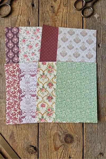 SaHi Craft 8 Adet Scrapbok Kağıtları Seti A6 Boy Journal/Scrapbook/Sticker
