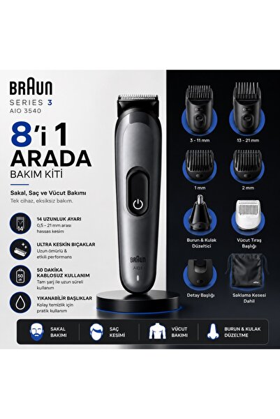 Braun Hepsi Bir Arada Series 3, 8’i 1 Arada Tıraş Kiti, Keskin Bıçak, 14 Uzun...