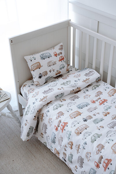 NOU طقم غطاء لحاف سرير بارك مع شراشف (80x120 - 35x45 - 60x120) - سيارات