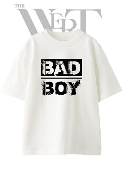 THEWERT Μπλουζάκι Bad Boy Design με στάμπα Unisex Λευκό Oversize