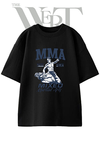 THEWERT Tricou oversize negru unisex cu imprimeu MMA Fighter_1