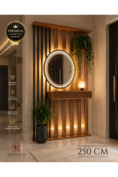 redpool24 Premium Tasarım LED Aynalı Dresuar | 250 cm Lüks Antre Dresuarı Alü...