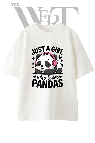 THEWERT Dizajn slušalica Panda, štampana unisex bela majica prevelikog kroja