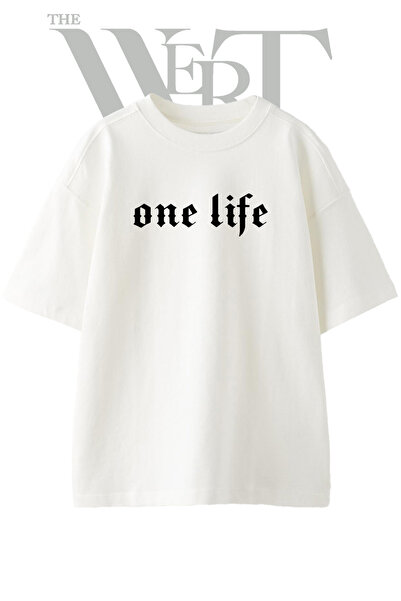 THEWERT Tricou oversize alb unisex cu imprimeu One Life Gothic Design
