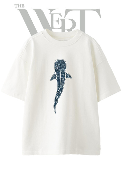THEWERT Tricou oversize alb unisex cu imprimeu Whale shark Design