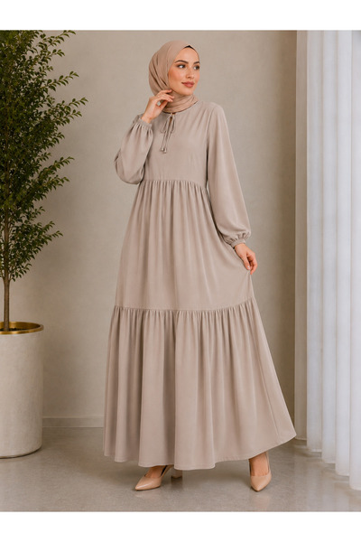 MODAEFA Aerobin Textured Layered Dress with Lace Detail
