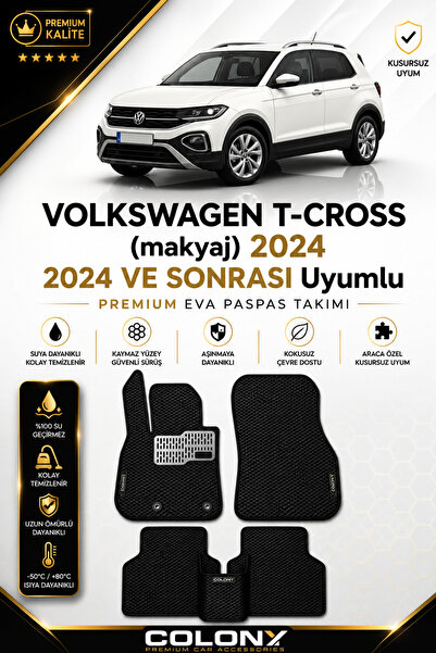 COLONY Volkswagen T-Cross Uyumlu EVA Paspas Tam Set–Araca Özel,Kolay Montaj,S...