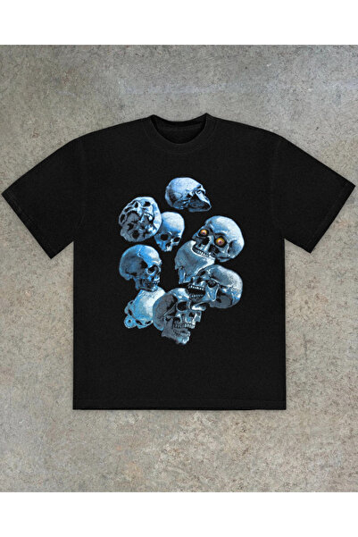 Grafftee Clothing Μπλουζάκι Unisex Oversize με στάμπα Skull Fall