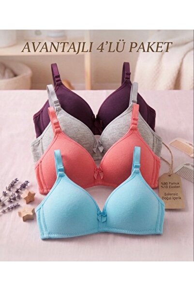Lavint Homewear 4-Piece Economical Cotton Girls' Training Bras with Removable...