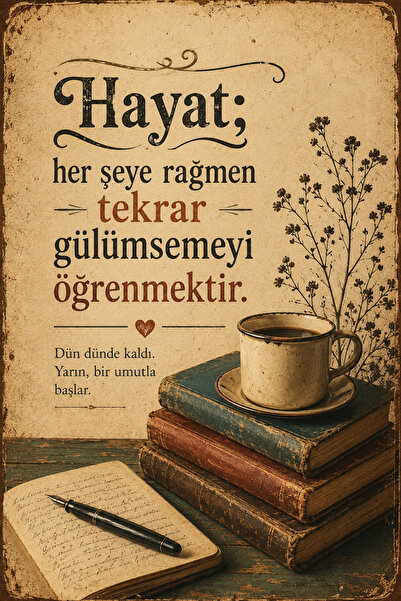 Lucena Retro Edebi Sözlü MDF Duvar Tablosu Vintage Dekoratif Motivasyon Panos...