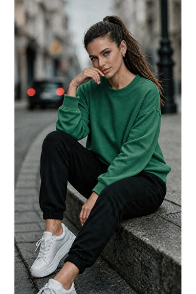 TREND EMMODA سويت شيرت نسائي بلون واحد وياقة دائرية بسيطة ومريح للاستخدام اليومي