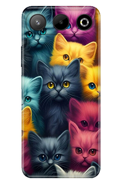 General Mobile Gm 26 5G (G905) Kılıf Retro Art Desenli Esnek Silikon Kedicikler