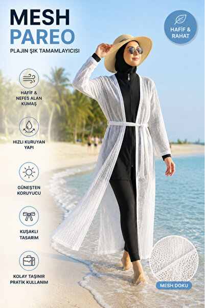 İYİBU Γυναικείο διχτυωτό φόρεμα παραλίας παρεό με ζώνη, μακρύ διχτυωτό παρεό,...