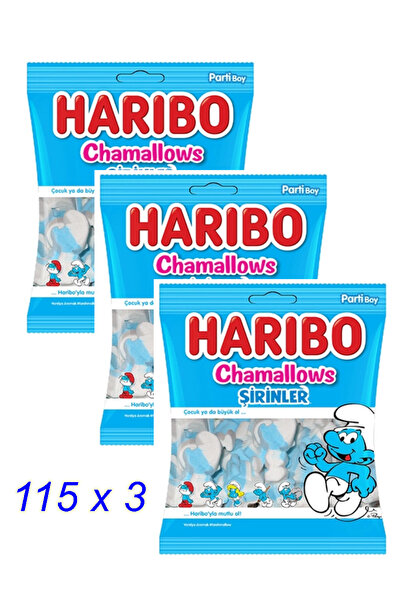 Haribo Chamallows şirinler parti boy figürlü yumuşak şeker 115 g. x 3