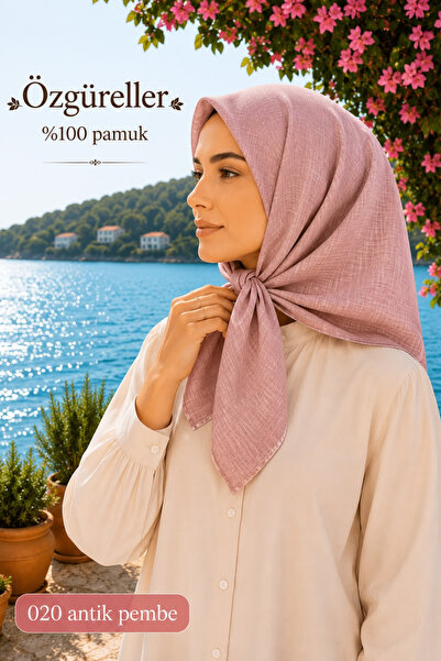 ÖZGÜRELLER Özgüreller, 100x100 cm Taşlanmış Eşarp (Kot Dikişli) , %100 Pamukl...