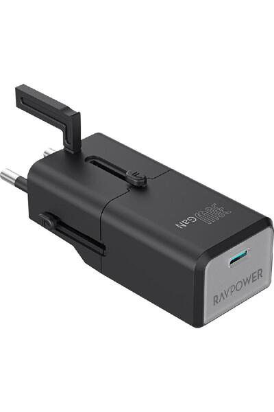 RavPower محول طاقة عالمي صغير قابل للطي بقوة 30 واط مع منفذ USB-C PD واحد