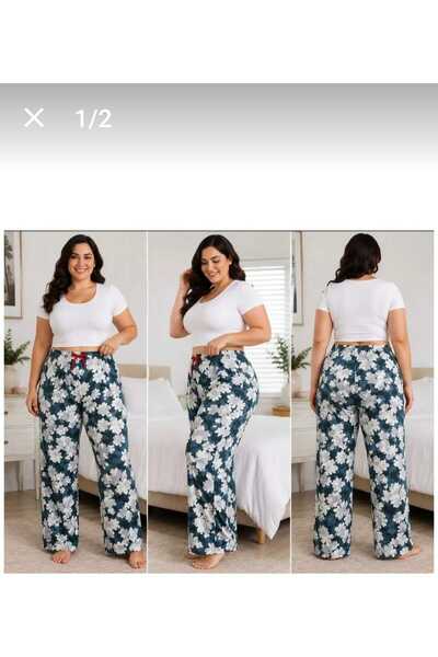Lady Queen Lycra Ring Viscose Oversize Size Pajama Bottoms 6020