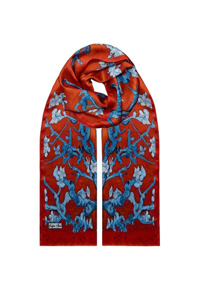 Çağrı İpek Eșarfă din mătase cu model de flori de migdal DG9953-1