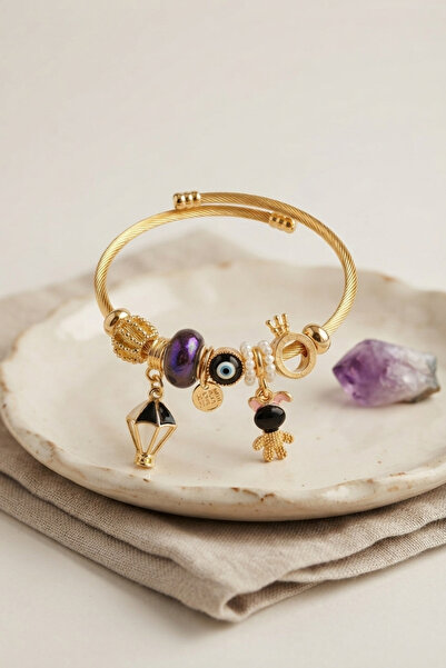 Lisinya Black Flying Model Charm Gold Color Bracelet -