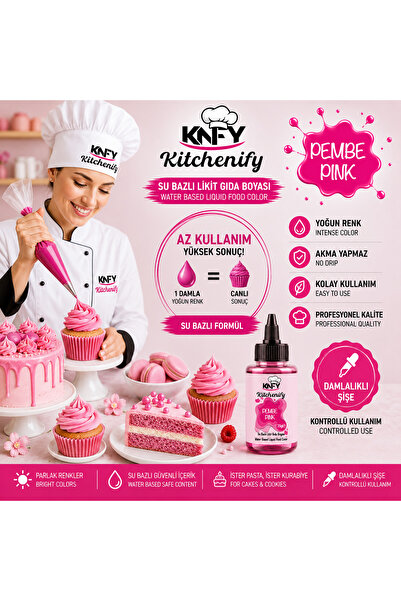 Kitchenify Su Bazlı Likit Gıda Boyası Pembe 25 g