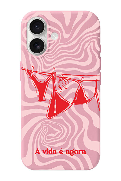 shoptocase iPhone 16 Uyumlu Beach Vibes Desenli İçi Süet Lansman Telefon Kılıfı