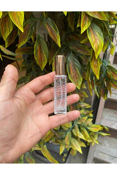 Genel Markalar 5 ADET KARE DESENLİ 10 ML CAM PARFÜM ŞİŞESİ GOLD KAPAKLI